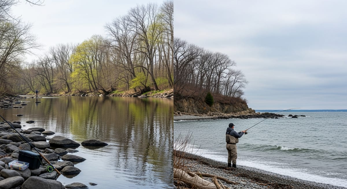CT Anglers Who Fish Both the Farmington in April and the Coast in the Same Week Report the Spring Window Is Narrower Than Most Plan For. What DEEP Stocking Schedules, Bantam and Candlewood Pre-Spawn Communities, and Shore Reports From the Lower Housatonic Reveal About the March-Through-May Sequence